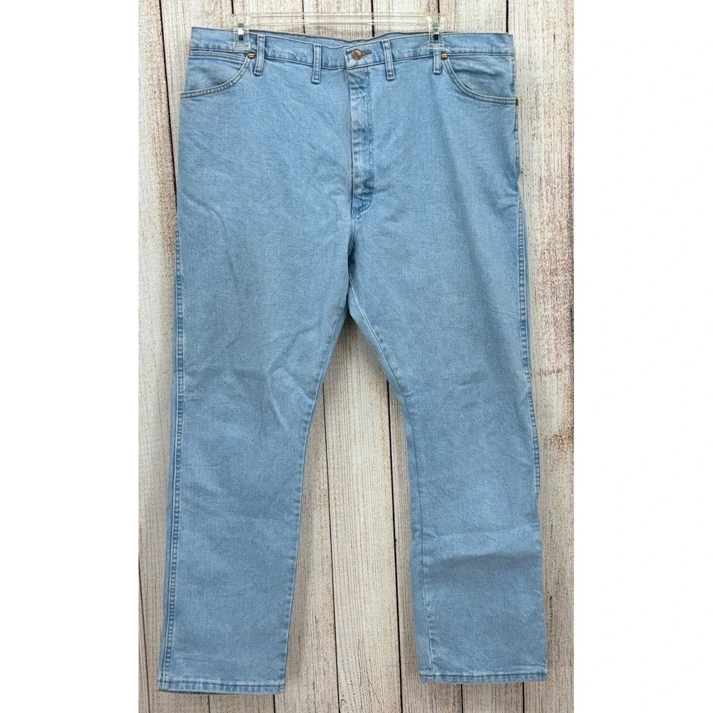 Wrangler Men's Jeans 44x32 Relaxed‎ Comfort Fit Denim Light Wash Blue Cotton